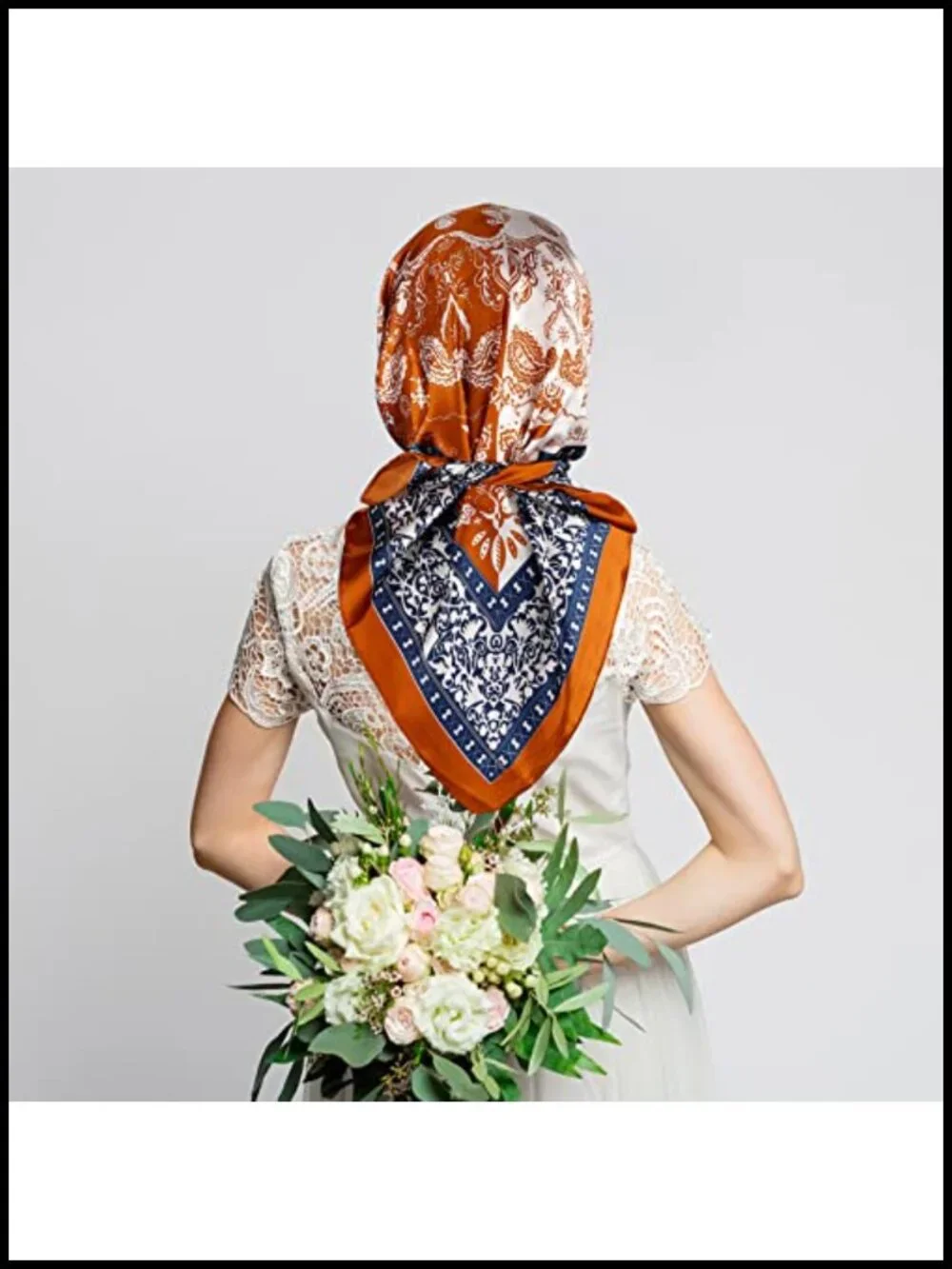 Silk-Like Bandana Wrap Head Scarf - Polyester Square Scarf 35x35